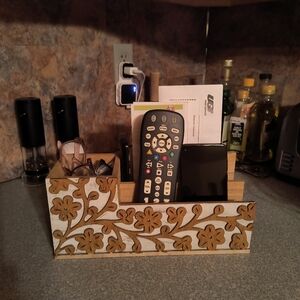 Two Toned Wooden Mail/Remote Control/Eyeglass, Etc. Holder